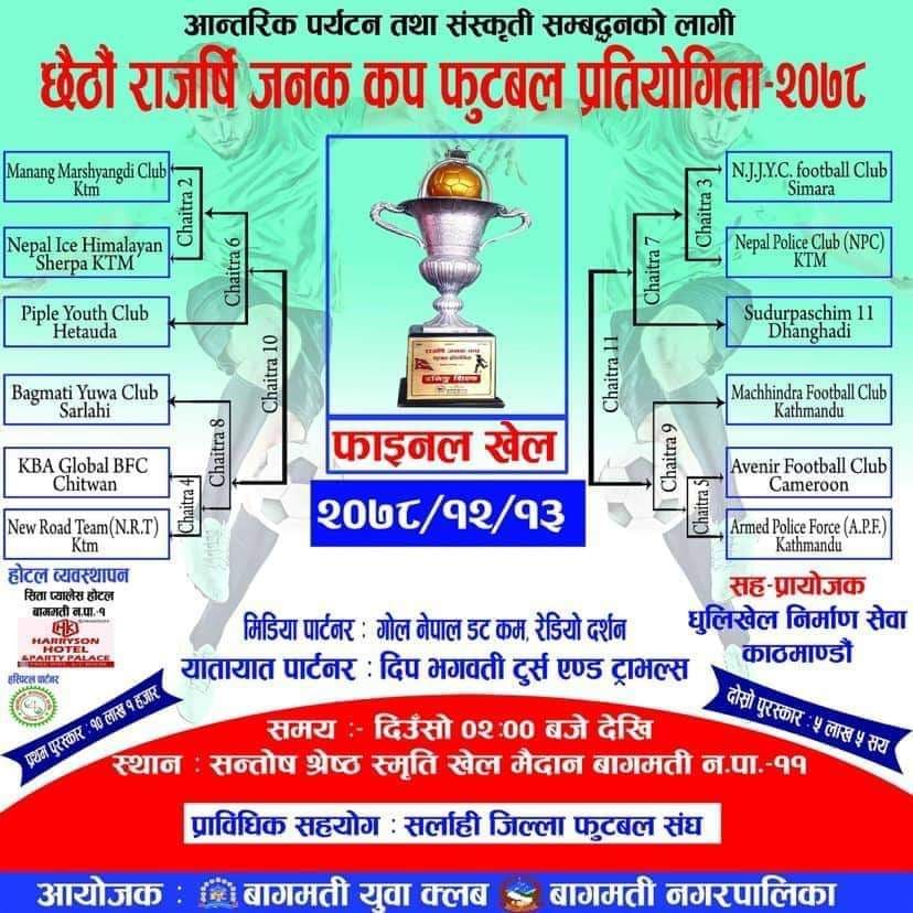 छैटौं संस्करणको राजर्षि जनक कप फुटबलको खेल तालिका सार्वजनिक