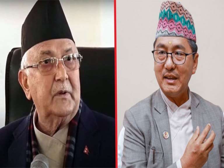 एमालेका अध्यक्ष केपी शर्मा ओली र राप्रपा अध्यक्ष राजेन्द्र लिङ्देनबीच भेटवार्ता