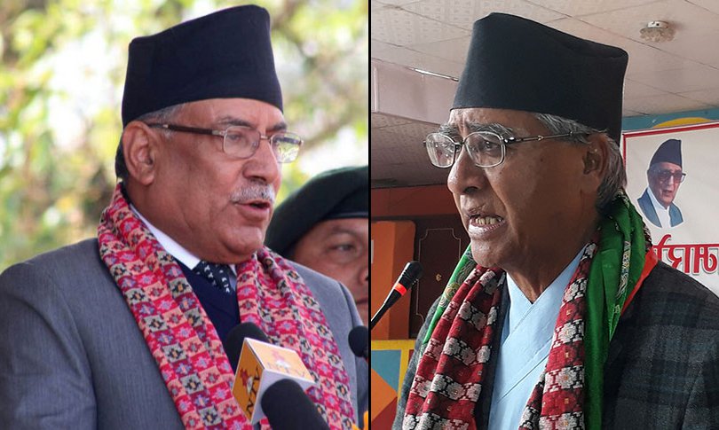प्रधानमन्त्री पुष्पकमल दाहाल प्रचण्ड नेपाली कांग्रेसका सभापति शेरबहादुर देउवालाई भेट्न धुम्बाराही पुगे