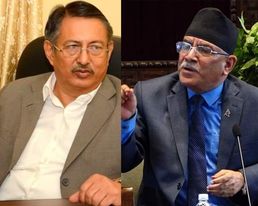 गृहमन्त्री बालकृष्ण खाँण र नेकपा (माओवादी केन्द्र)का अध्यक्ष पुष्पकमल दाहाल ‘प्रचण्ड’बिच भेटवार्ता